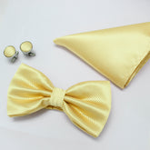 CREAM TEXTURED BOW TIE SET